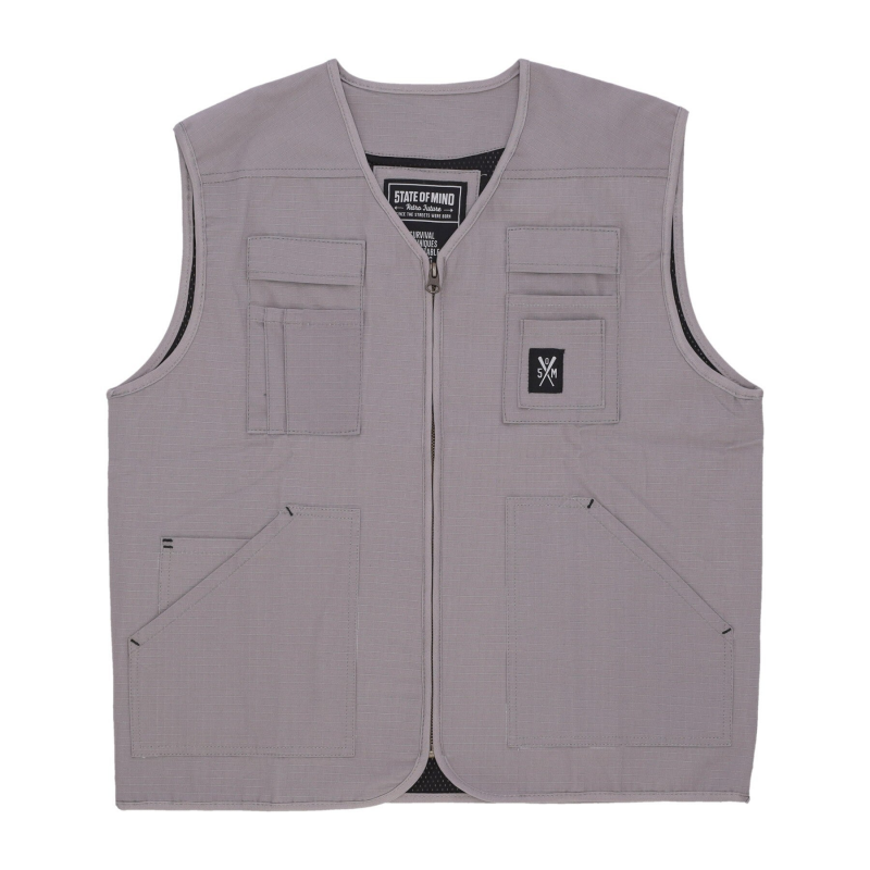 Armellose Retrofuture-Weste fur Herren in Grau