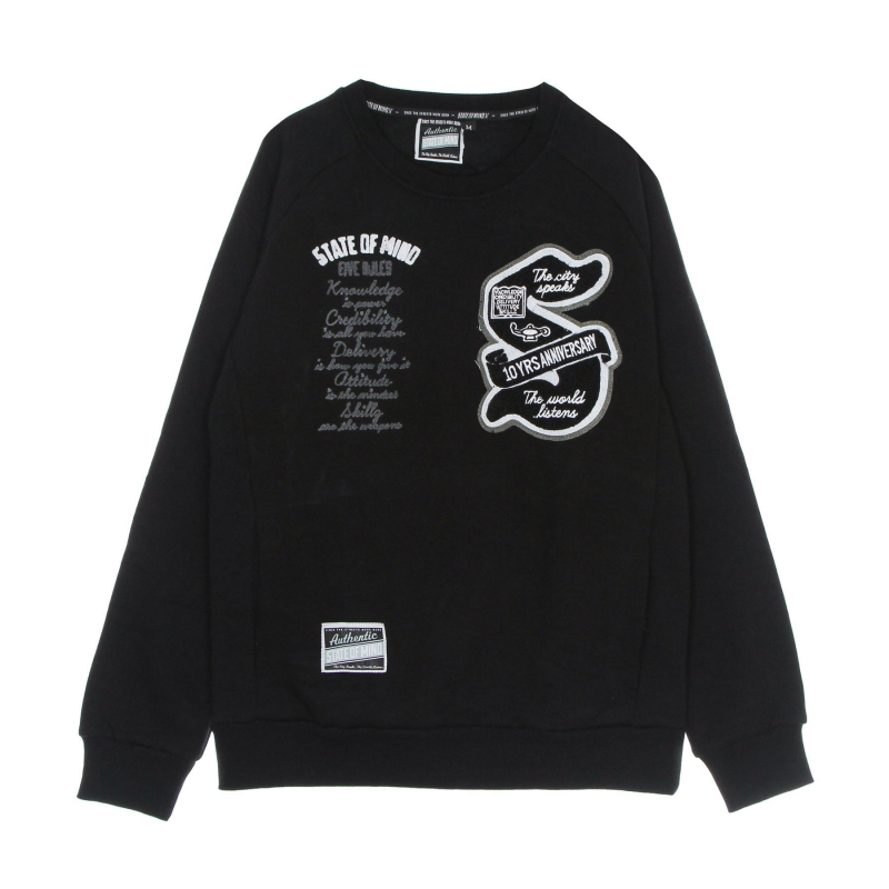 Herren-Sweatshirt mit Rundhalsausschnitt, zehn Jahre Jubilaum, Rundhalsausschnitt, Schwarz