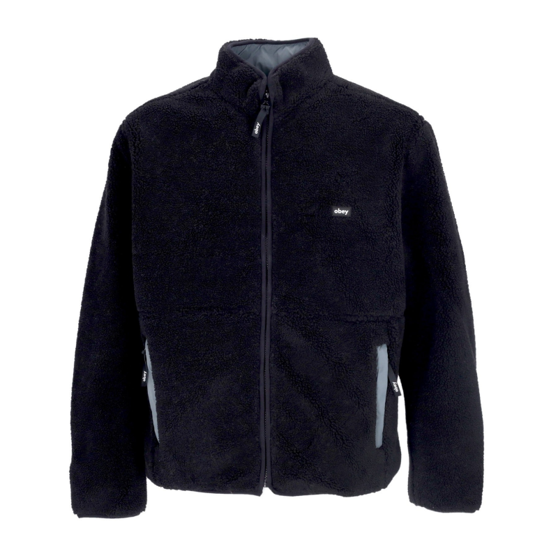 Herren-Teddybar-Trophy-Sherpa-Jacke, wendbar, Schwarz