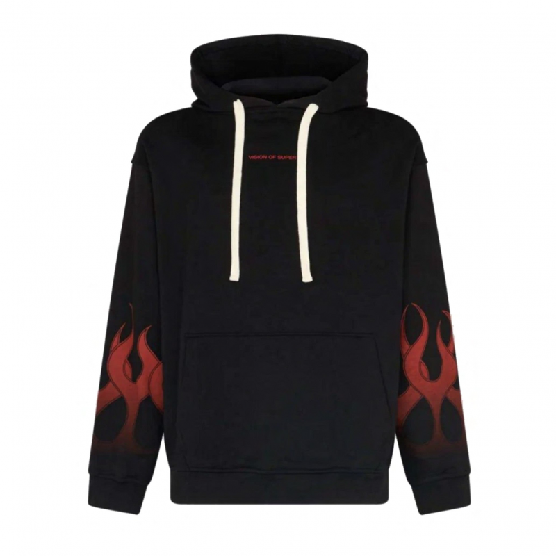 Leichter Hoodie Herren Flames Hoodie Schwarz/Rot