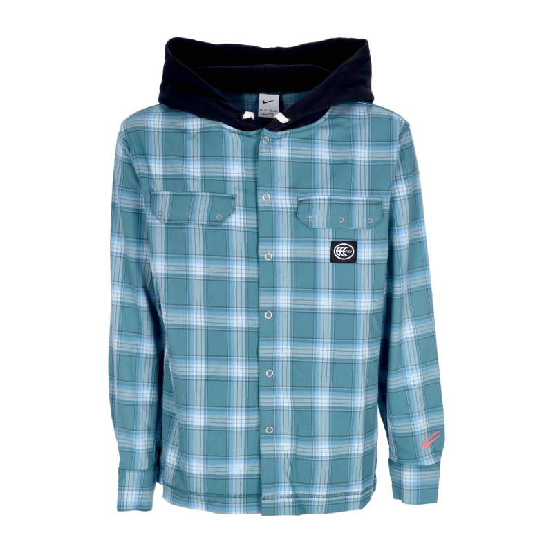 Langarmliges Herren-Kapuzenshirt Kevin Durant Flanell-Hoodie Mineral Teal/Schwarz/Pale Ivory/Hot Punch