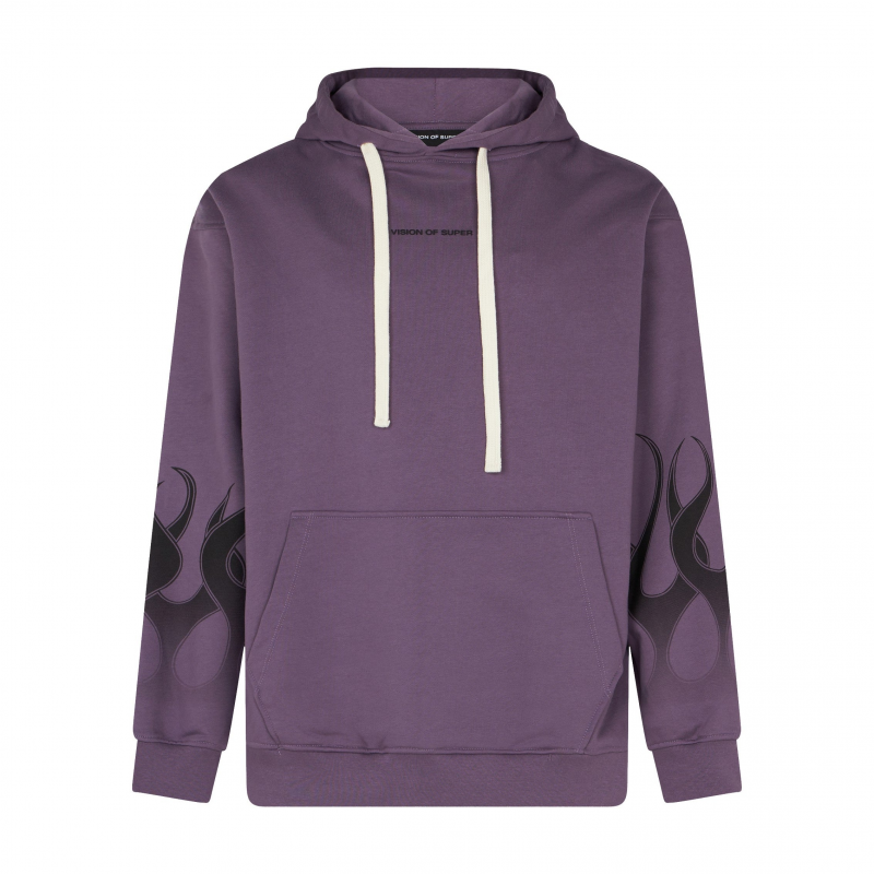 Flames Hoodie Herren Leichter Kapuzenpullover Lila/Schwarz
