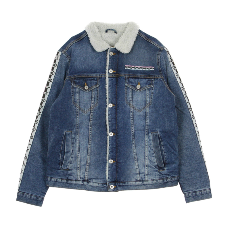 Herren Jeansjacke Halskette Jeansjacke Stone Wash