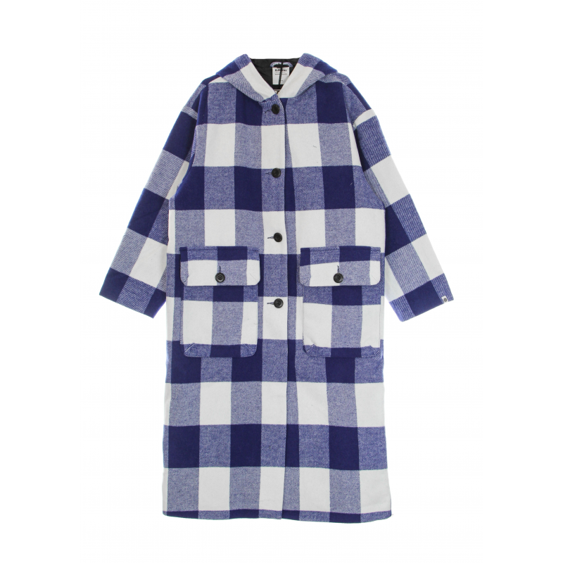 Langer Damen-Blizzard-Mantel, blaue Buffeljacke