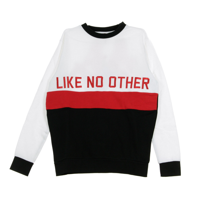 Authentisches Bethek Herren-Sweatshirt mit Rundhalsausschnitt, WeiB/Schwarz/Rot