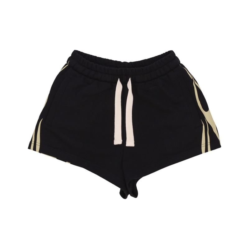 Kurze Trainingshose fur Damen, Flames-Shorts, Schwarz/Offwhite