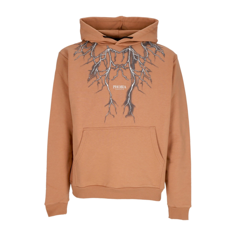 Leichtes Herren-Kapuzenpullover mit Lightning-Print, Terrakotta/Grau