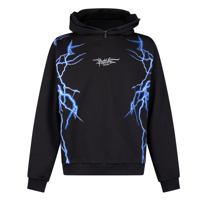 New Lightning Balaclava Hoodie Herren Leichter Kapuzenpullover Schwarz/Blau