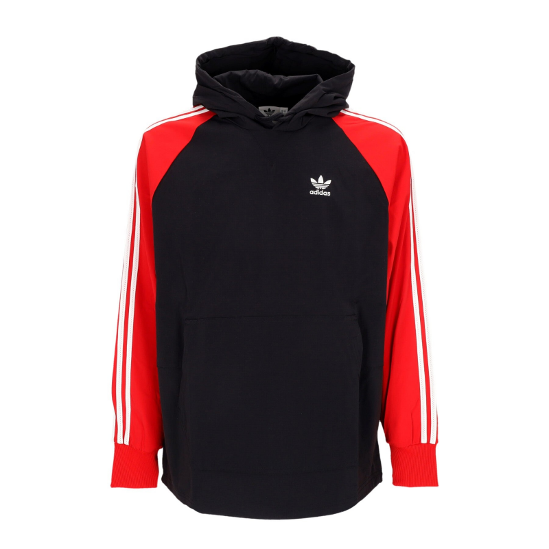 Herren-Windbreaker zum Uberziehen, Kapuzen-Windjacke, Schwarz/besseres Scharlachrot
