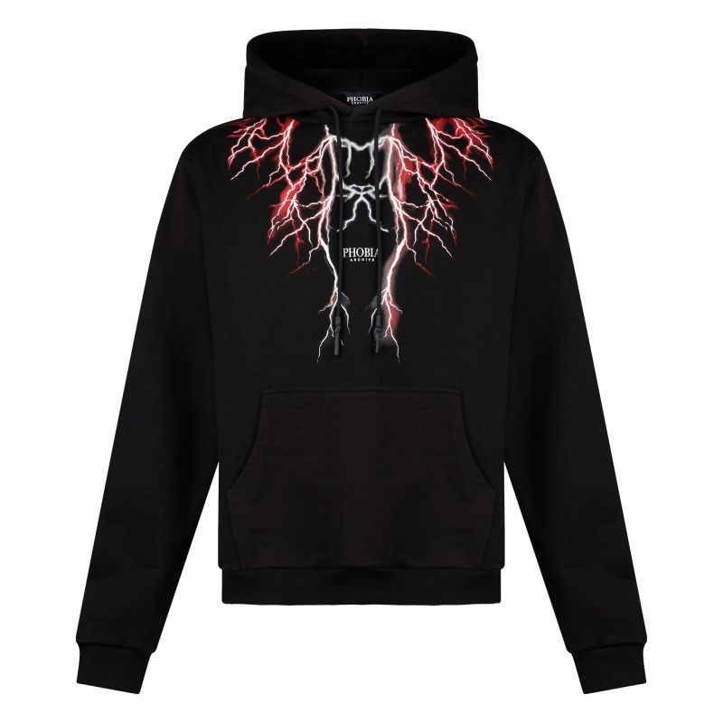 Leichter Herren-Hoodie Lightning Hoodie Schwarz/Rot/Grau