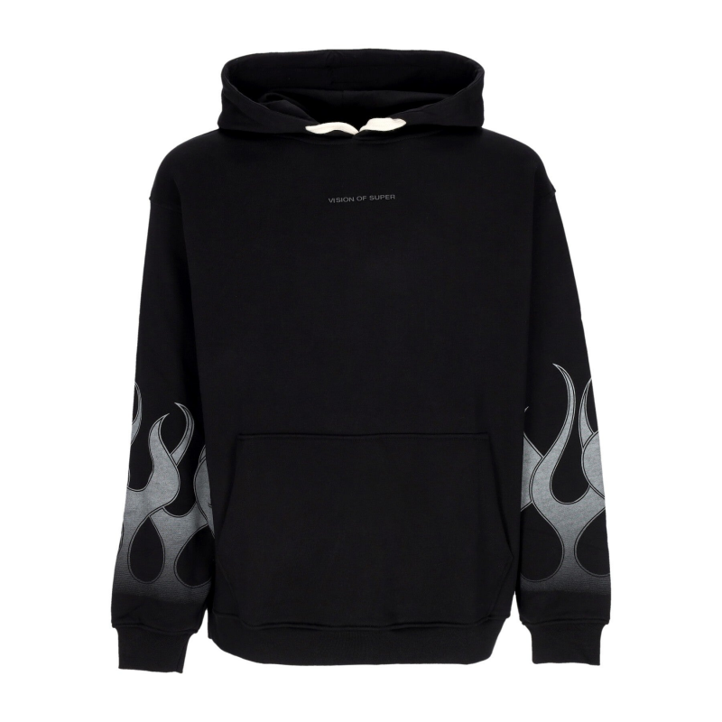 Flames Hoodie Herren Leichter Kapuzenpullover Schwarz/Grau