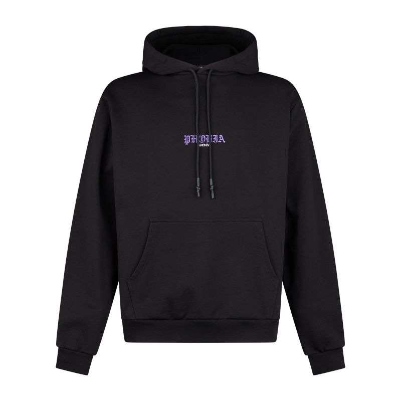 Leichtes Herren-Sweatshirt mit Kapuze und Totenkopf-Print, Schwarz