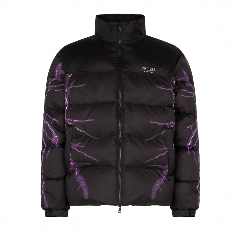 Puffy Jacket Herren Daunenjacke Schwarz/Lila