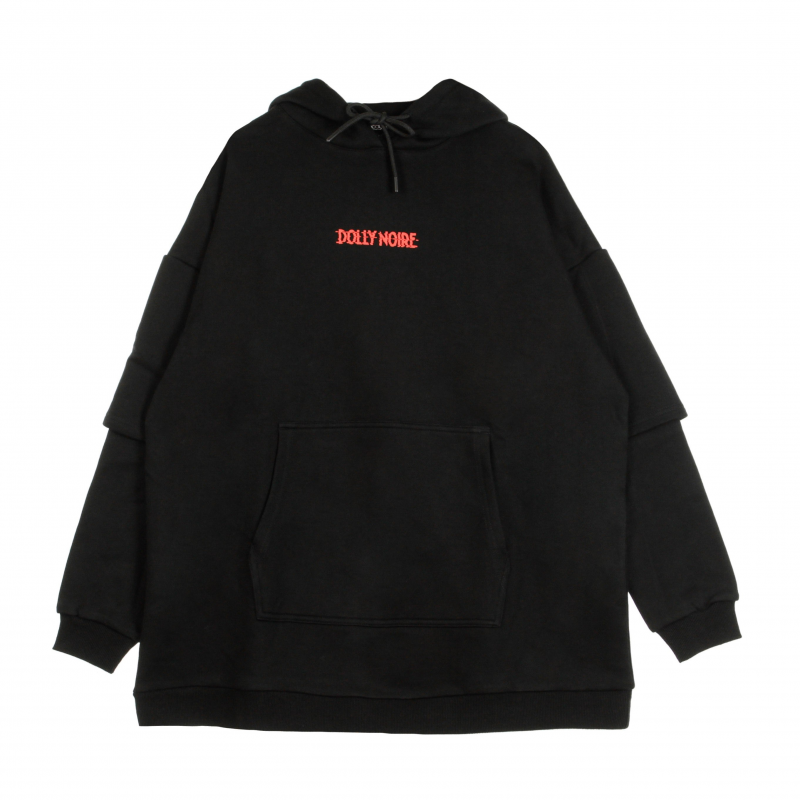 Capital Damen Hoodie Glitch Over Hoodie Schwarz