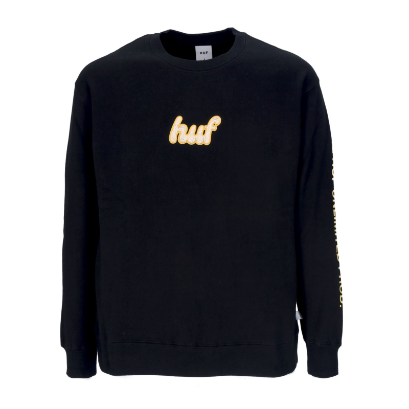 Damen-Sweatshirt mit Rundhalsausschnitt, kursiv, Rundhalsausschnitt, Schwarz