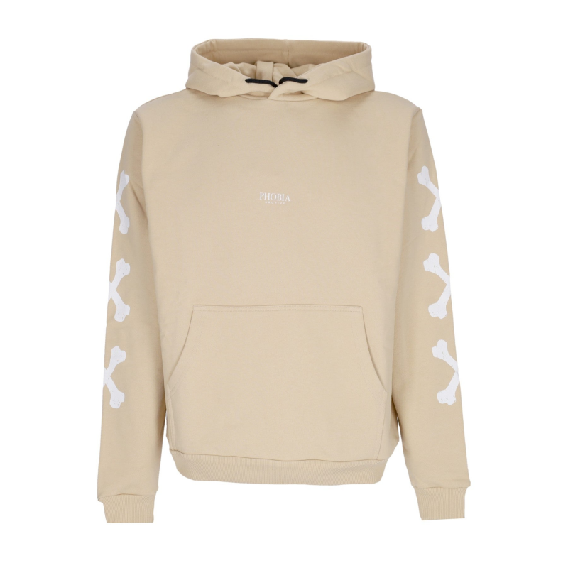 Cross Bones Hoodie Herren Leichter Kapuzenpullover Beige/WeiB