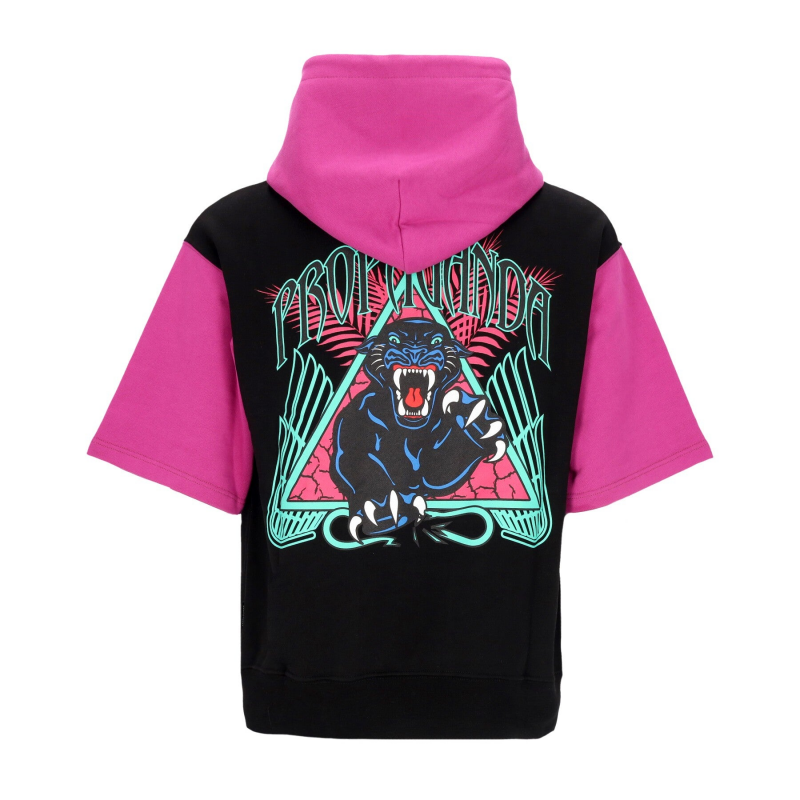 Leichtes Herren-Sweatshirt mit Kapuze und kurzen Armeln, Triangle Panther Short Hoodie, Schwarz