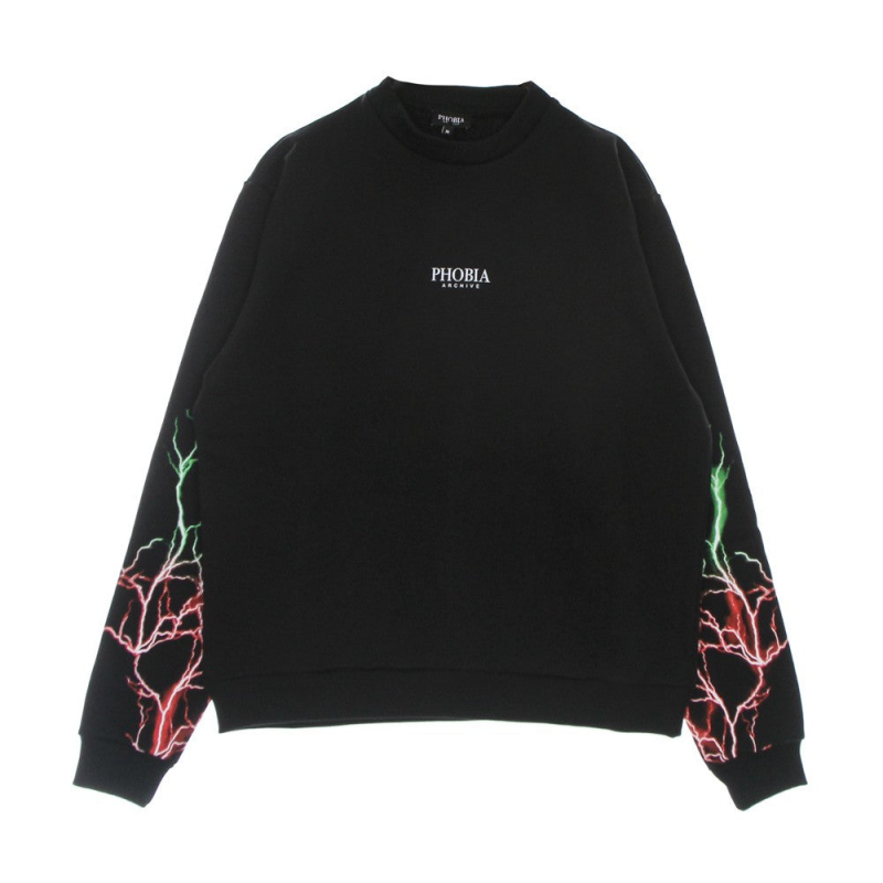 Lightning Crewneck Leichtes Herren-Sweatshirt mit Rundhalsausschnitt Schwarz/Rot/Grun