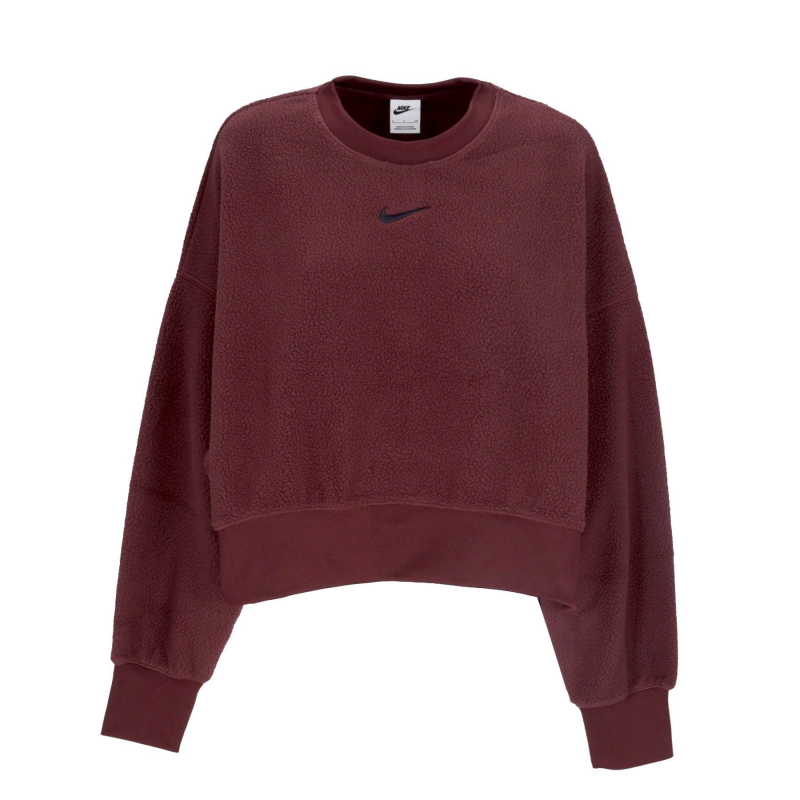 Damen-Sweatshirt mit Rundhalsausschnitt Sportswear Plush Mod Crop Crewneck Burgundy Crush/Schwarz