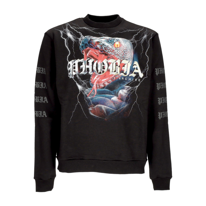 Leichtes Herren-Sweatshirt mit Rundhalsausschnitt Snake Crewneck Schwarz