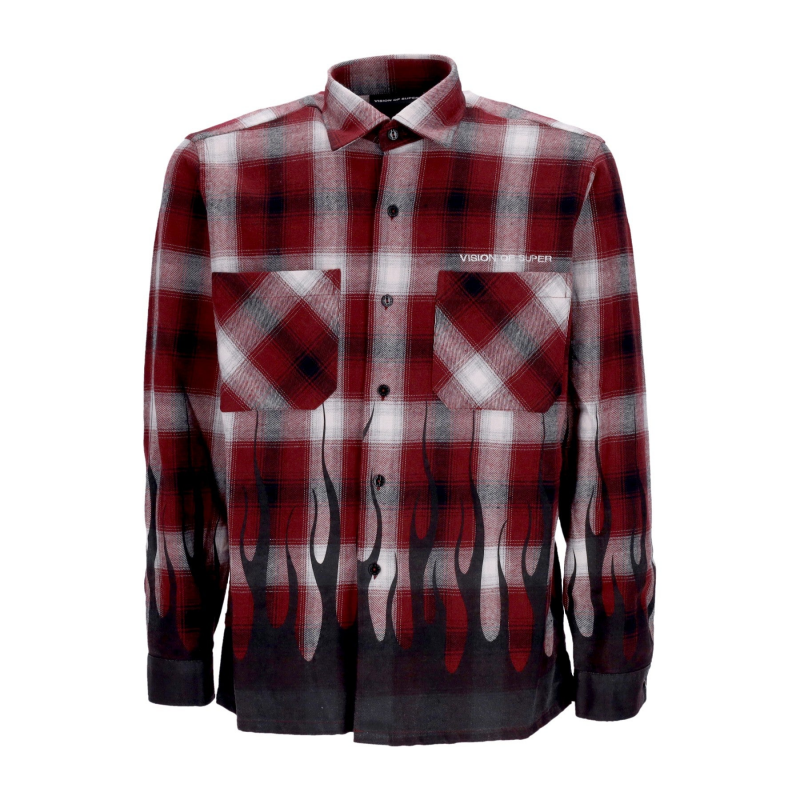 Herren Langarmshirt Flames Shirt Grape Wine