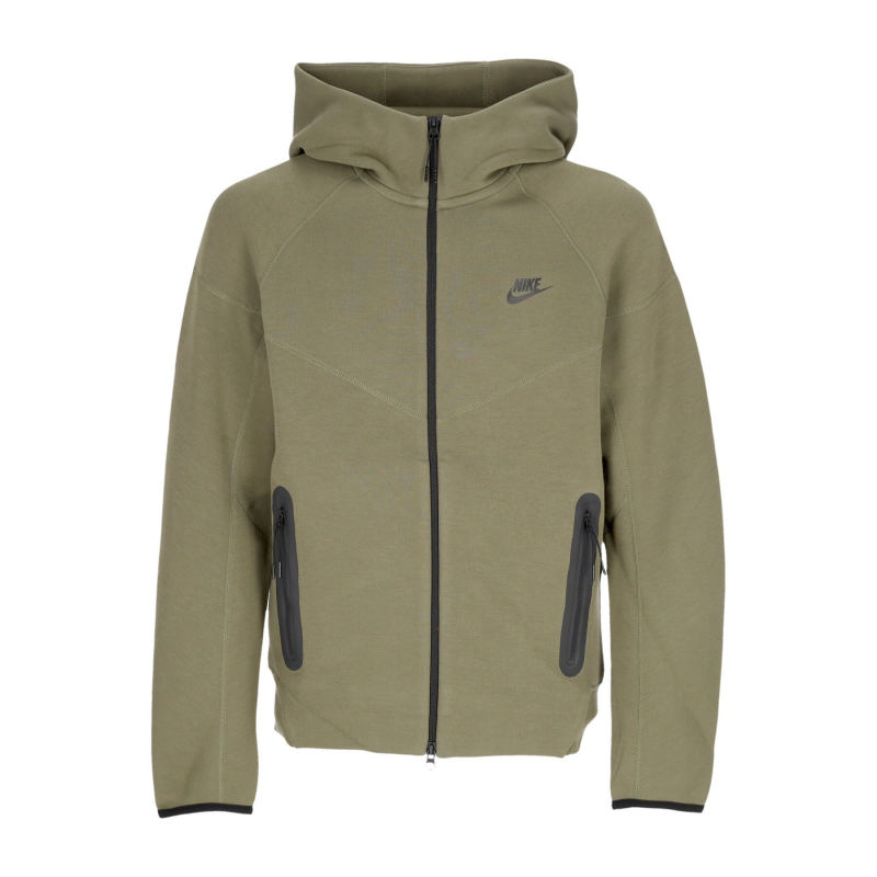 Leichtes Herren-Sweatshirt mit Kapuze und ReiBverschluss, Tech-Fleece-Windrunner-Hoodie mit durchgehendem ReiBverschluss, Medium Olivgrun/Schwarz