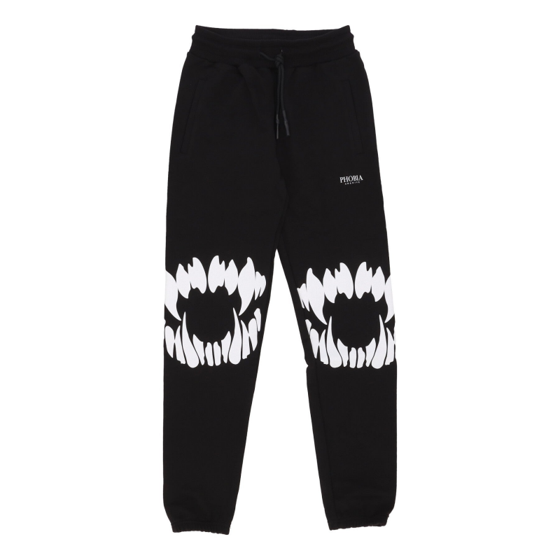 Leichte Trainingshose fur Herren, Hose mit Mund-Aufdruck, Schwarz/WeiB
