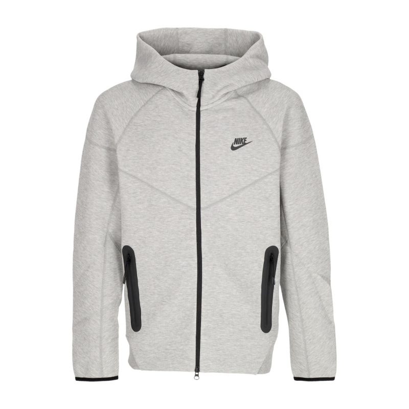 Leichtes Herren-Sweatshirt mit Kapuze und ReiBverschluss, Tech-Fleece-Windrunner-Hoodie mit durchgehendem ReiBverschluss, Dk Grey Heather/Schwarz