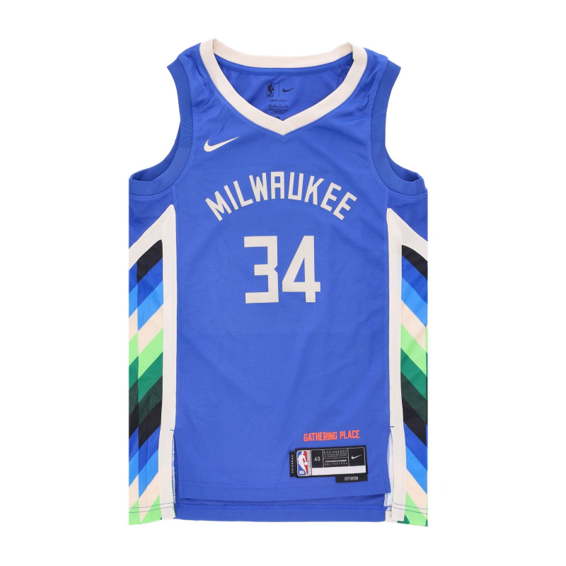 Herren-Basketball-Tanktop NBA City Edition 22 Dri-Fit Swingman-Trikot Nr. 34 Giannis Antetokounmpo Milbuc Game Royal