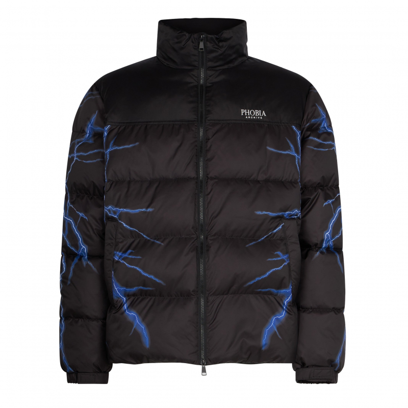 Herren Puffy Jacket Schwarz/blaue Daunenjacke