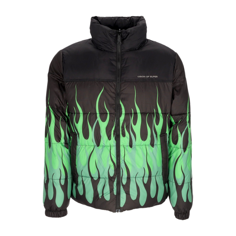 Flames Jacket Herren Daunenjacke Schwarz/Grun