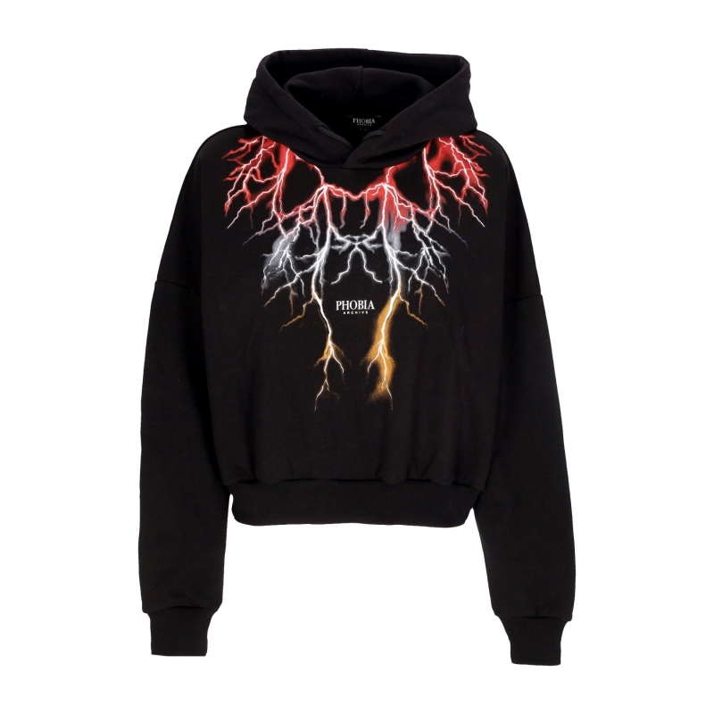 Leichtes Damen-Kapuzenpullover Lightning Crop Hoodie Schwarz/Rot/Grau/Orange