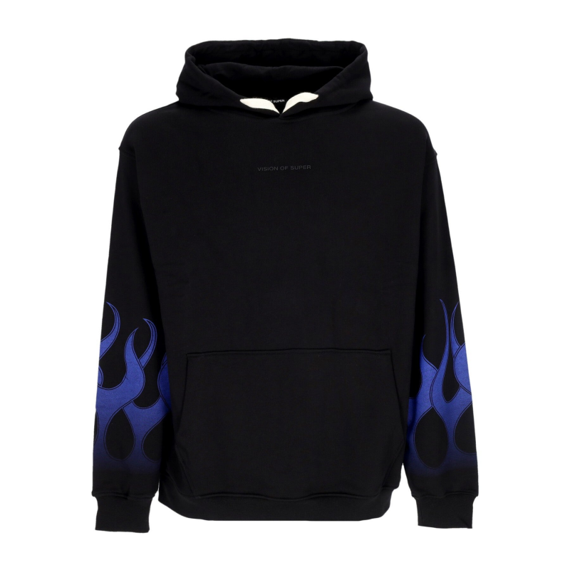 Flames Hoodie Herren Leichter Kapuzenpullover Schwarz/Blau