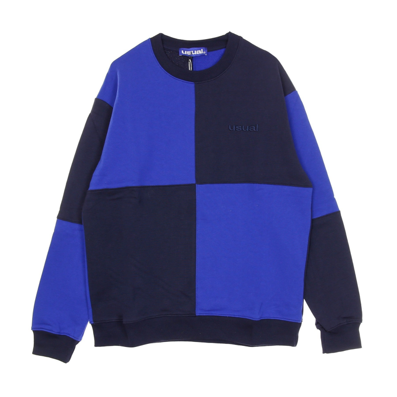 Bigcheck Herren-Sweatshirt mit Rundhalsausschnitt, leicht, Blau/Schwarz