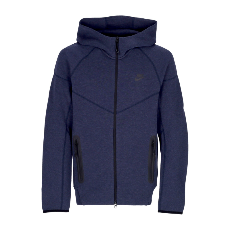 Leichtes Herren-Sweatshirt mit Kapuze und ReiBverschluss, Tech-Fleece-Windrunner-Hoodie mit durchgehendem ReiBverschluss, Obsidian Heather/Schwarz