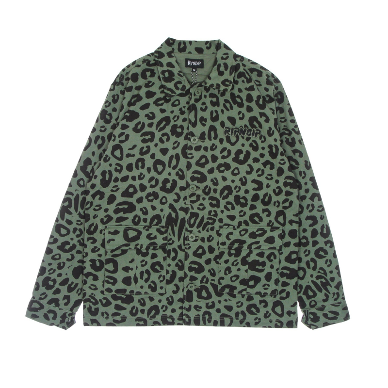 Coach Jacket Herren-Militarjacke mit Punkten, Olivgrun