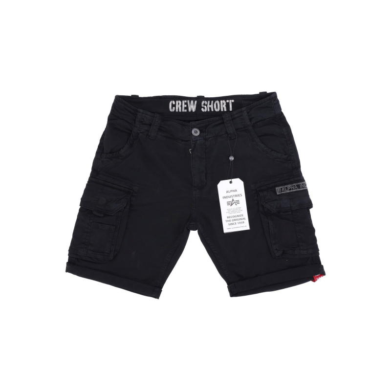 Kurze schwarze Herrenhose mit Rundhalsausschnitt