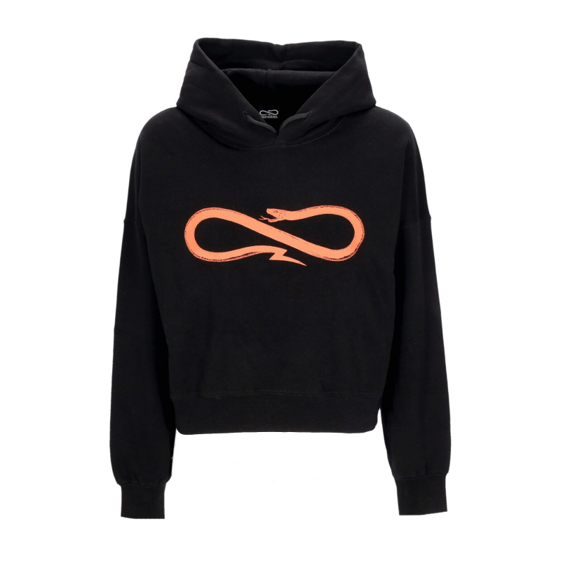 Leichter, verkurzter Kapuzenpullover fur Damen mit Logo-Crop-Top-Hoodie in Schwarz