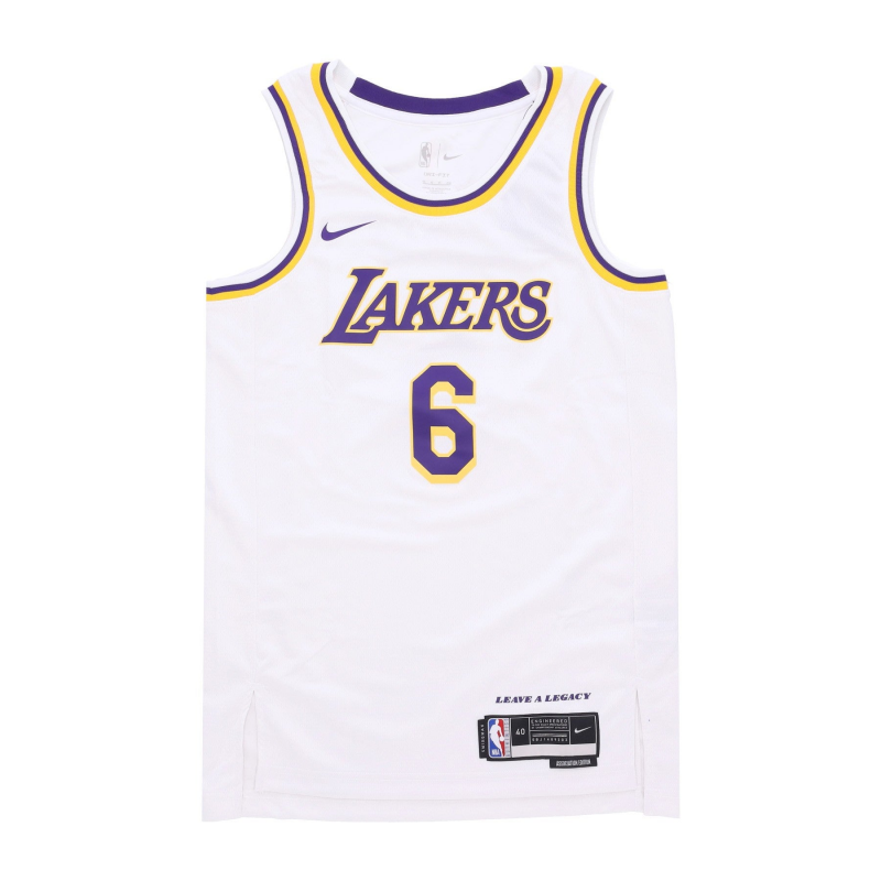 Herren-Basketball-Tanktop NBA Dri Fit Swingman-Trikot Nr. 6 Lebron James Loslak WeiB