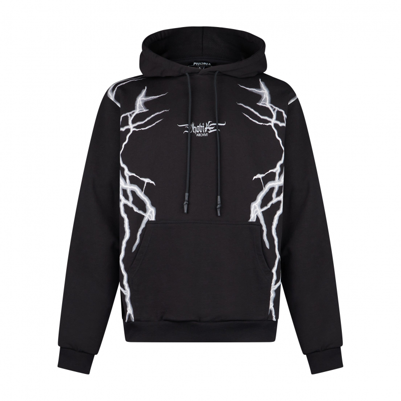 New Lightning Hoodie Herren Leichter Kapuzenpullover Schwarz/Grau