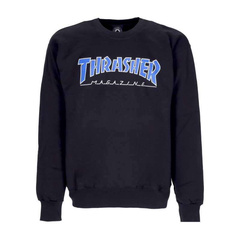 Herren-Sweatshirt mit Rundhalsausschnitt und Umrissmuster Schwarz/Blau