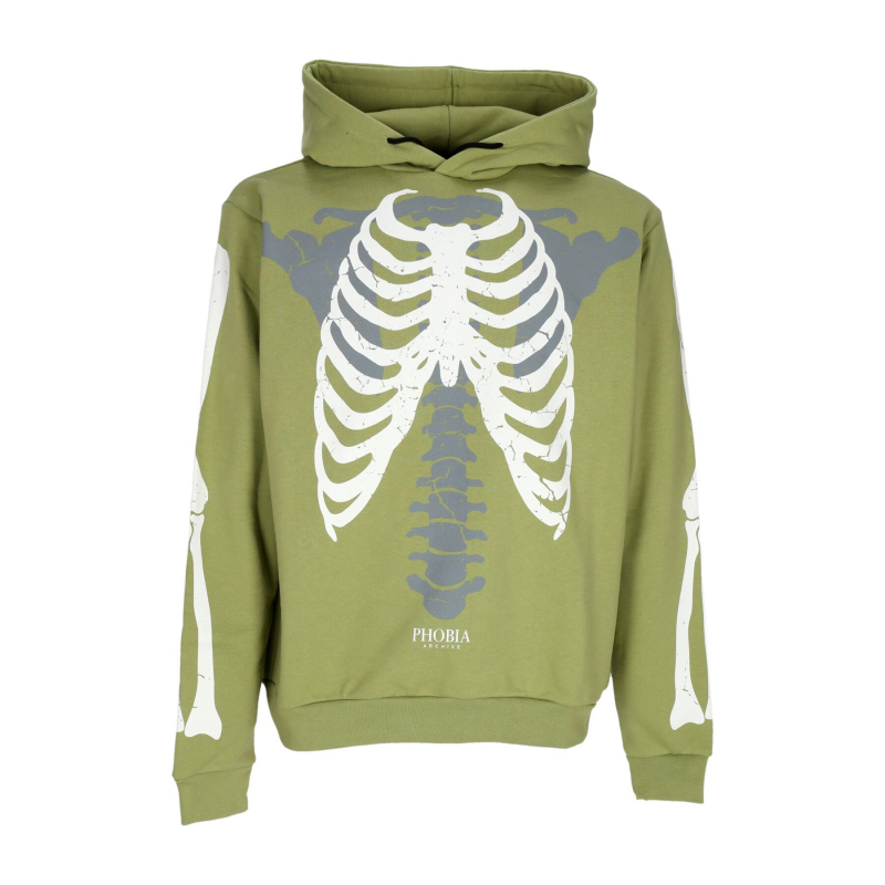 Leichter Herren-Hoodie mit Skelett-Print, Grun/WeiB