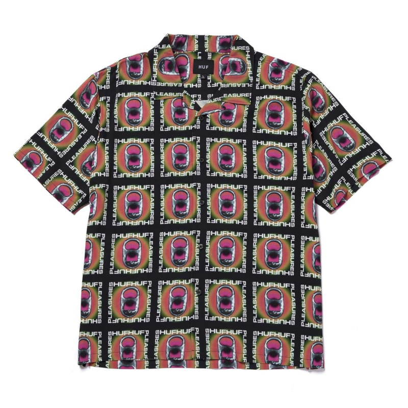 Herren Kurzarmhemd Pop Top Rayon Woven Shirt X Pleasures Schwarz