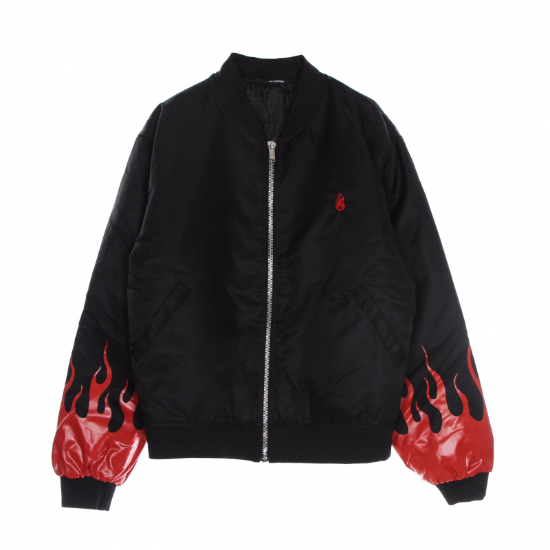 Red Flames Bomber Herrenjacke Schwarz/Rot