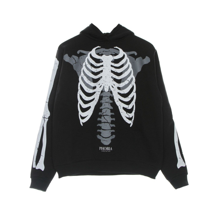 Leichter Herren-Hoodie mit Skelett-Print, Schwarz/WeiB