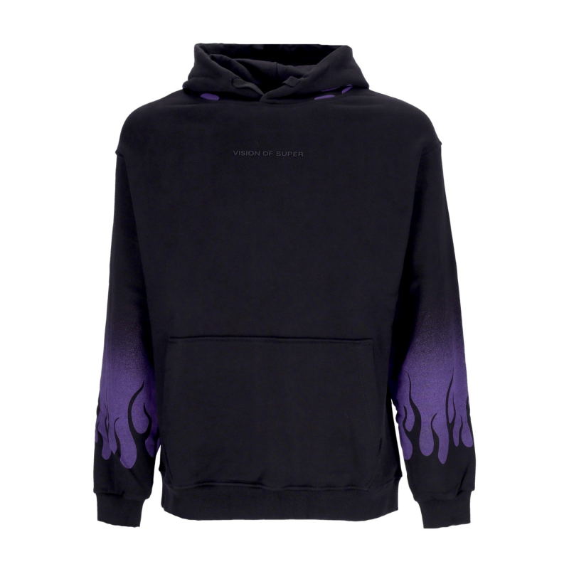 Negative Flames Hoodie Herren Kapuzenpullover Schwarz/Lila