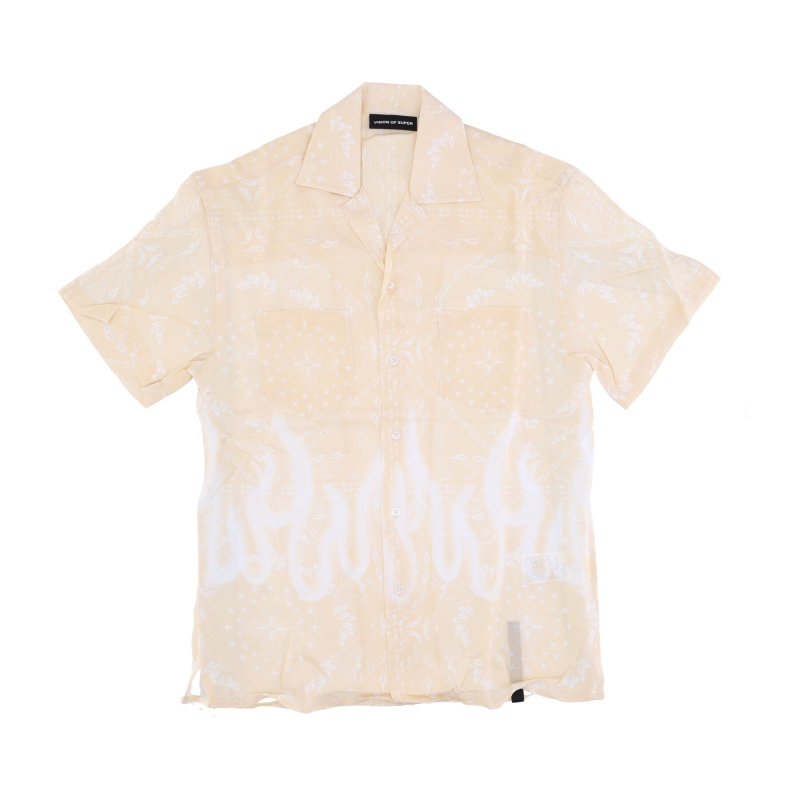 Herren-Kurzarmhemd Spray Flames Bandana-Hemd Beige