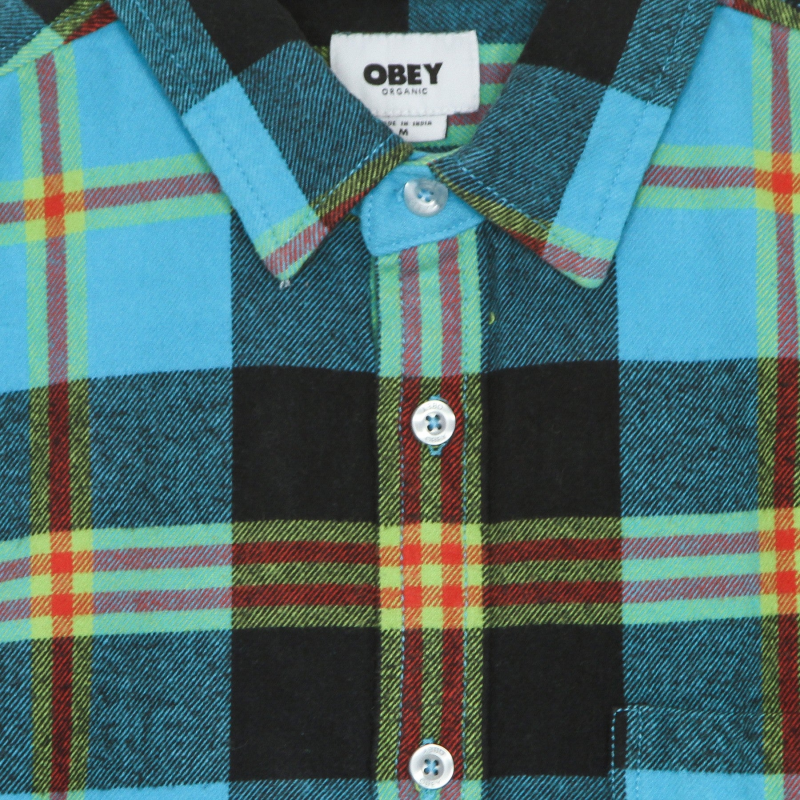Orchard Herren Langarmshirt L/s Woven Aqua Multi