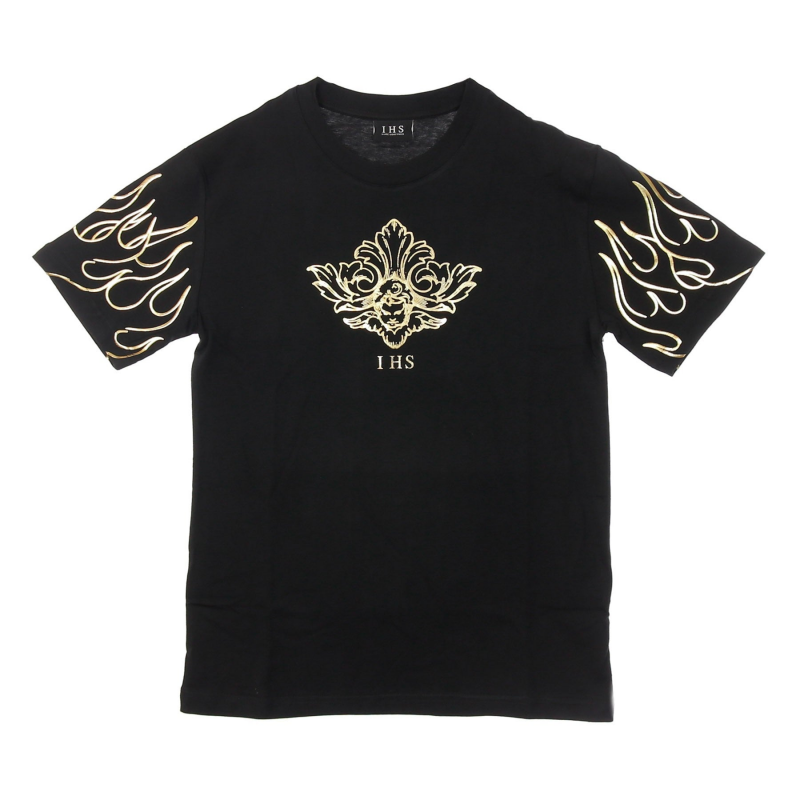Herren T-Shirt 3D-Druck Flames & Angel Tee Schwarz