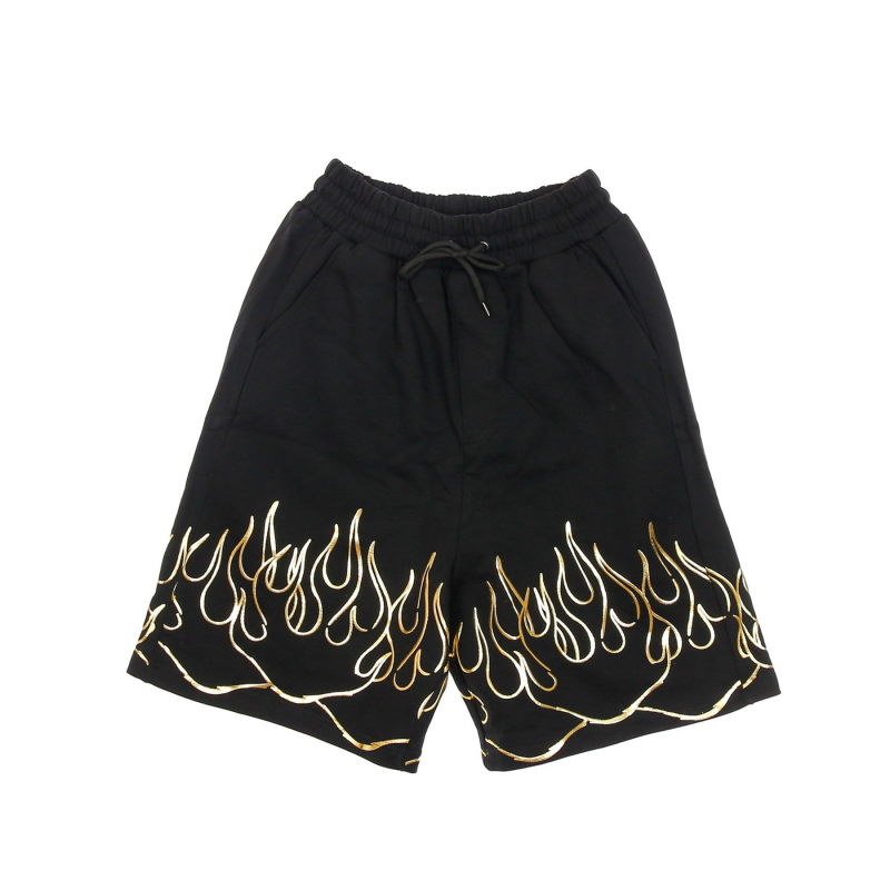 Kurze Trainingshose fur Herren, 3D-Druck, Flammen-Shorts, Schwarz